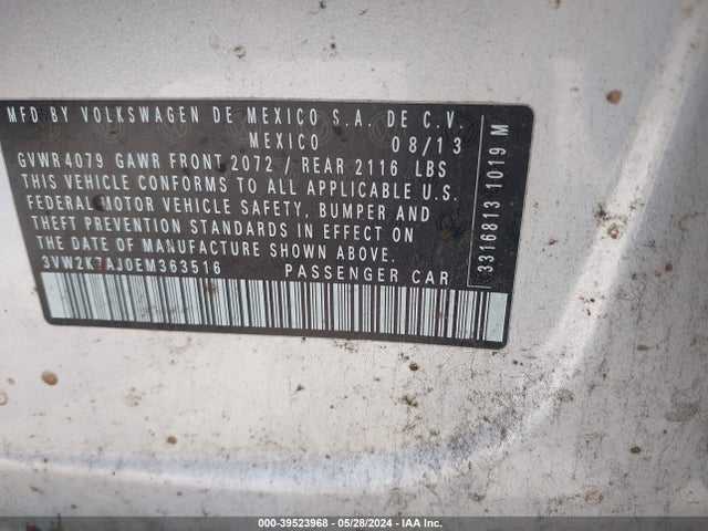 Volkswagen Jetta 2.0l S 2014 3VW2K7AJ0EM363516 Image 9