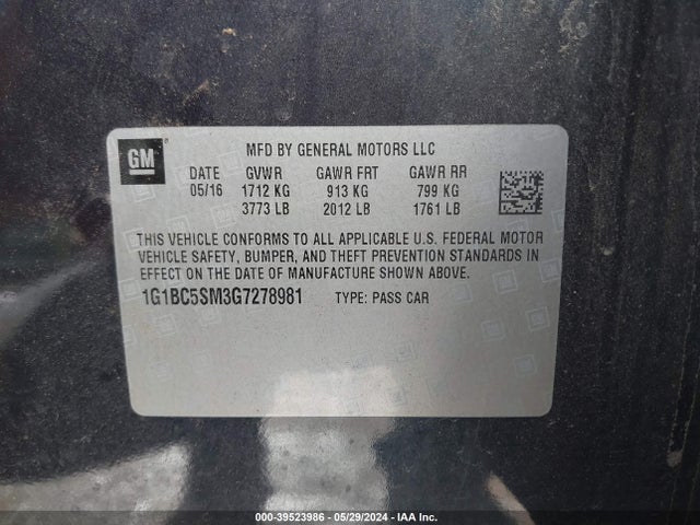 Chevrolet Cruze Ls Auto 2016 1G1BC5SM3G7278981 Image 9