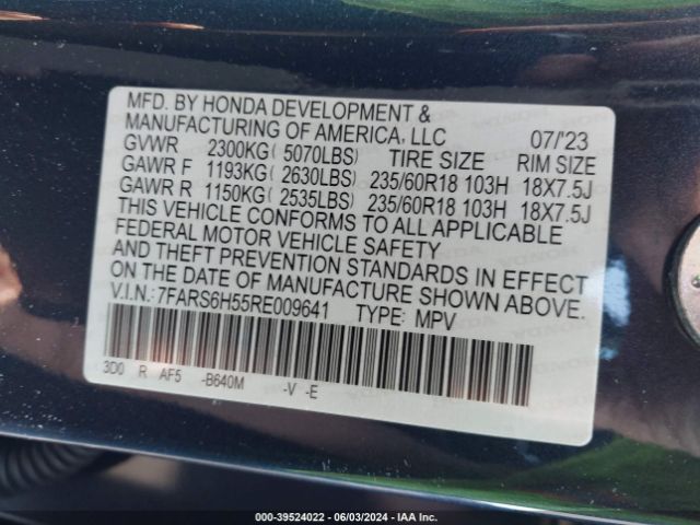 7FARS6H55RE009641 Honda Cr-v Hybrid Sport