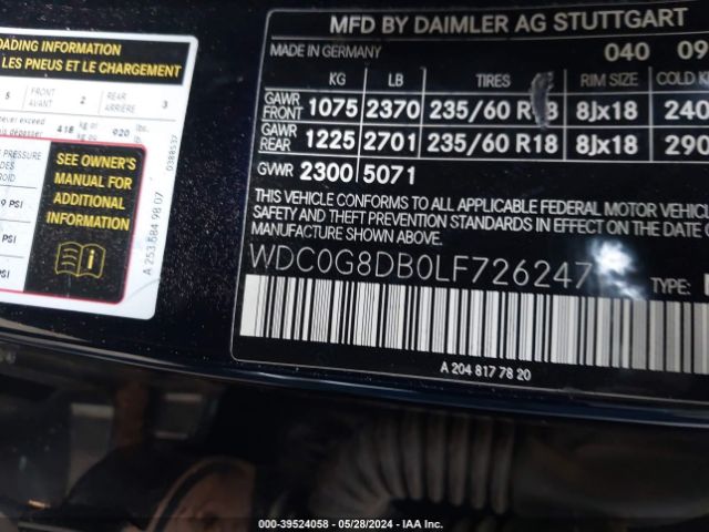 WDC0G8DB0LF726247 Mercedes-Benz GLC 300