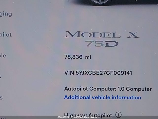 5YJXCBE27GF009141 Tesla Model X 60d/70d/75d/90d/p100d