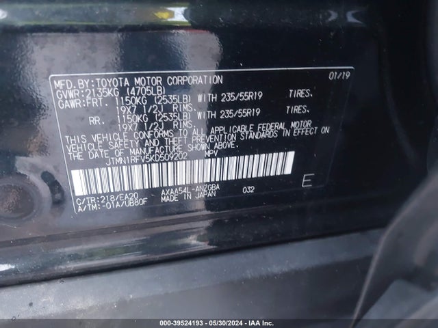 Toyota Rav4 Limited 2019 JTMN1RFV5KD509202 Image 9