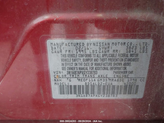 Nissan SENTRA SV 2016 3N1AB7APXGY238783 Image 9