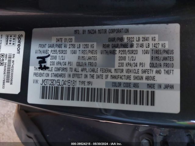 JM3TCBDY5L0415181 Mazda Cx-9 Grand Touring