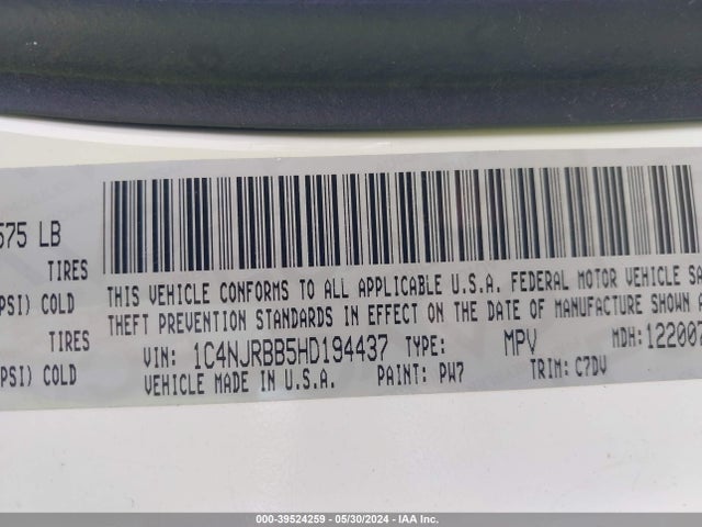 1C4NJRBB5HD194437 Jeep Patriot Sport 4x4