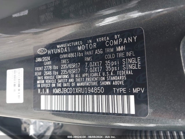 KM8JBCD1XRU194850 Hyundai Tucson Hybrid Blue