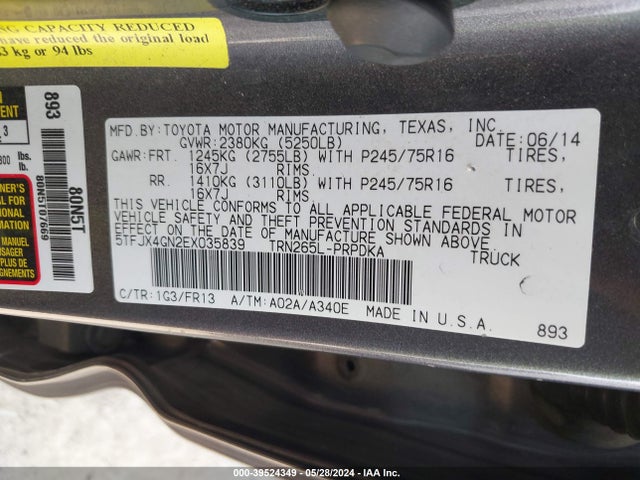 Toyota Tacoma Prerunner 2014 5TFJX4GN2EX035839 Image 9
