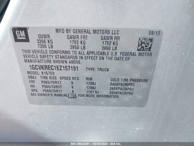 Chevrolet Silverado 1500 2lt 2014 1GCVKREC1EZ157191 Image 9