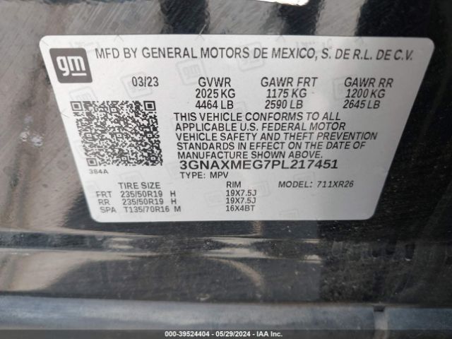3GNAXMEG7PL217451 Chevrolet Equinox Fwd Rs
