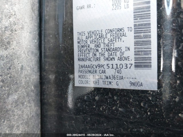 Nissan Maxima Sv Xtronic Cvt 2023 1N4AA6CV9PC511037 Image 9