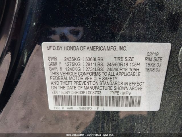 5J8YD3H33KL008703 Acura Mdx Standard