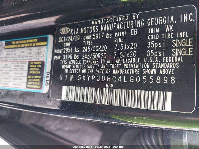 KIA Telluride Ex 2020 5XYP3DHC4LG055898 Image 9