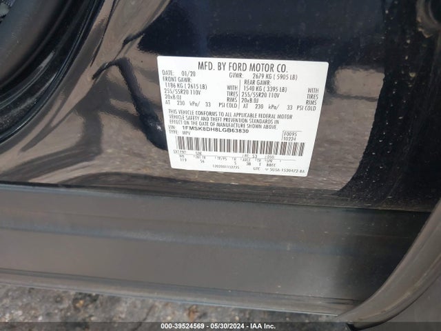 Ford EXPLORER XLT 2020 1FMSK8DH8LGB63830 Image 9