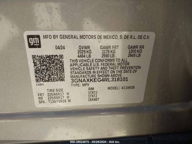 3GNAXKEG4RL318101 Chevrolet Equinox Fwd Lt