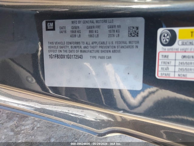 Chevrolet Camaro 1lt 2016 1G1FB3DX1G0172943 Image 9