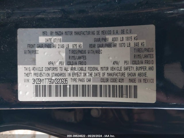 3MZBM1T79GM320935 Mazda Mazda3 I Sport