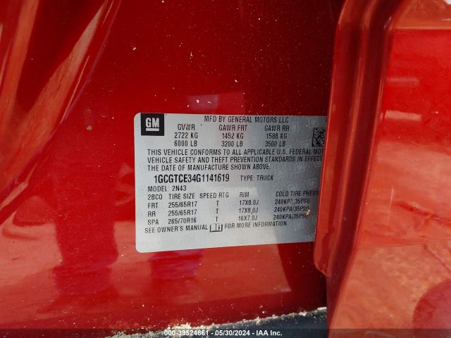 1GCGTCE34G1141619 Chevrolet Colorado Lt