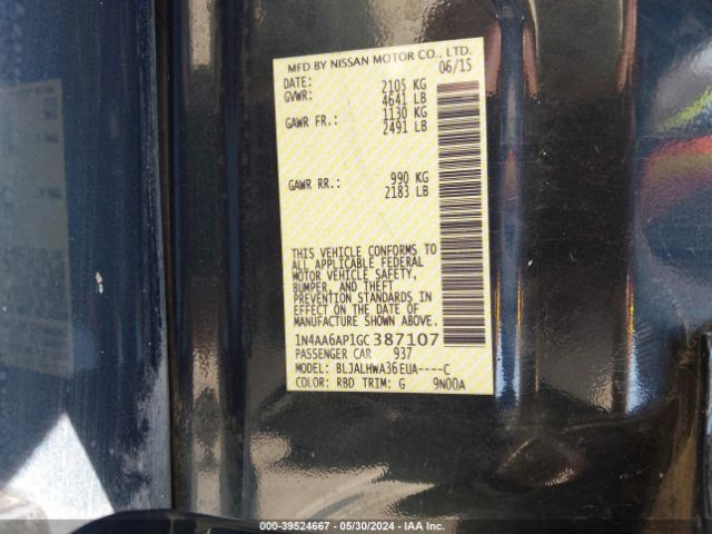 1N4AA6AP1GC387107 Nissan Maxima 3.5 Platinum