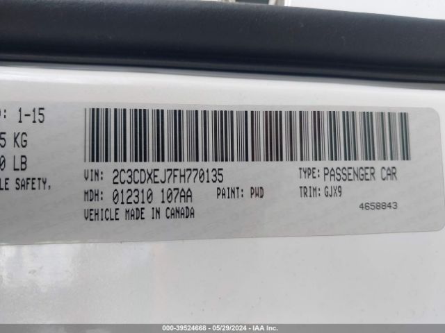 2C3CDXEJ7FH770135 Dodge Charger Srt 392