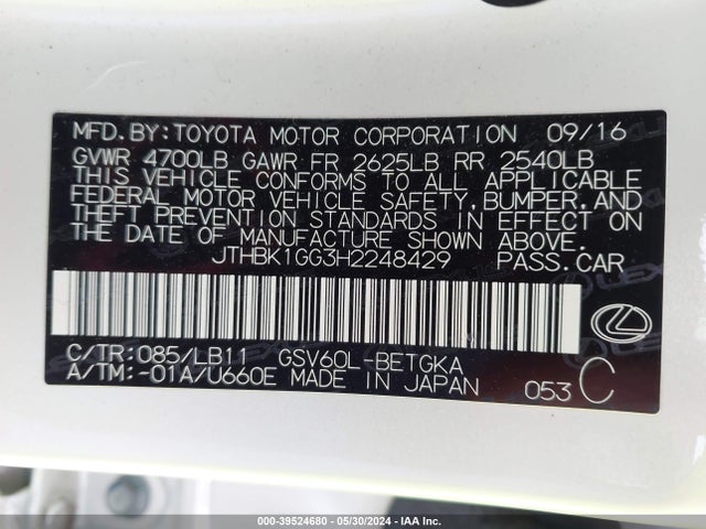Lexus ES 350 2017 JTHBK1GG3H2248429 Image 9