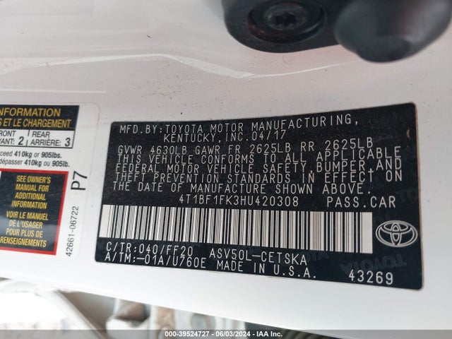 Toyota CAMRY SE 2017 4T1BF1FK3HU420308 Image 9
