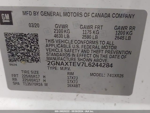 Chevrolet Equinox Awd 2fl 2020 2GNAXTEV7L6244284 Image 9