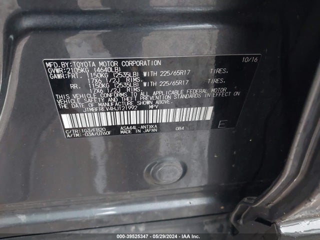 Toyota RAV4 LE 2017 JTMBFREV4HJ121992 Image 9