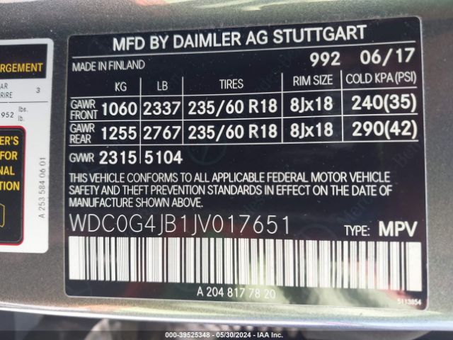 WDC0G4JB1JV017651 Mercedes-Benz GLC 300