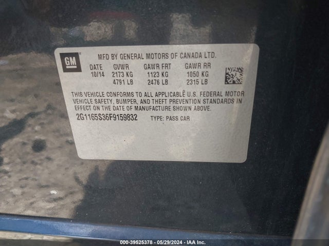 Chevrolet IMPALA 2LZ 2015 2G1165S36F9159832 Image 9