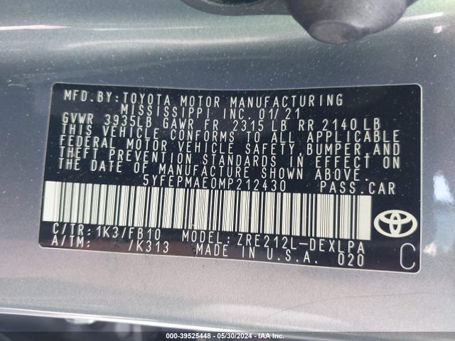 Toyota COROLLA LE 2021 5YFEPMAE0MP212430 Image 9