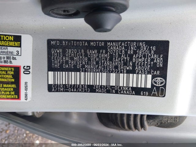 Toyota COROLLA LE 2016 2T1BURHE5GC732318 Image 9
