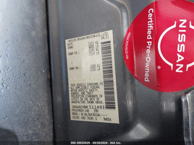 Nissan Maxima Sv Xtronic Cvt 2021 1N4AA6CV8MC511493 Image 9