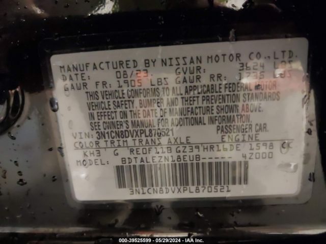 3N1CN8DVXPL870521 Nissan Versa 1.6 S Xtronic Cvt