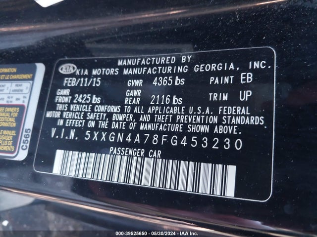 KIA OPTIMA EX 2015 5XXGN4A78FG453230 Image 9