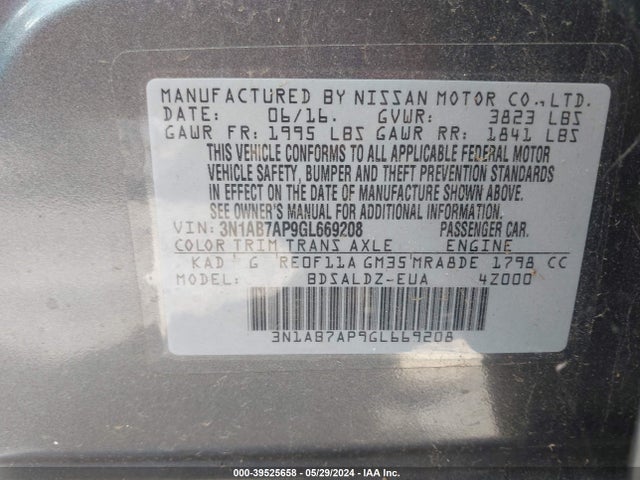 Nissan SENTRA SV 2016 3N1AB7AP9GL669208 Image 9