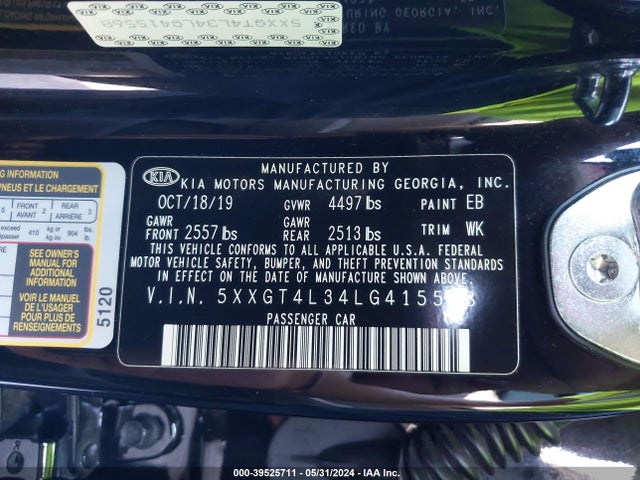 KIA Optima Lx 2020 5XXGT4L34LG415568 Image 9