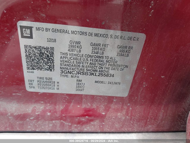 Chevrolet Trax Premier 2019 3GNCJRSB3KL255834 Image 9