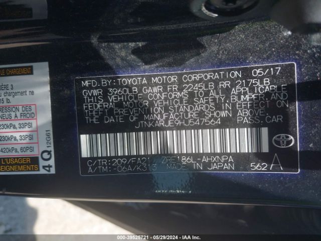 JTNKARJE9HJ547564 Toyota COROLLA IM