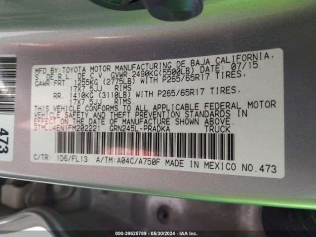 3TMLU4EN1FM202221 Toyota Tacoma Base V6