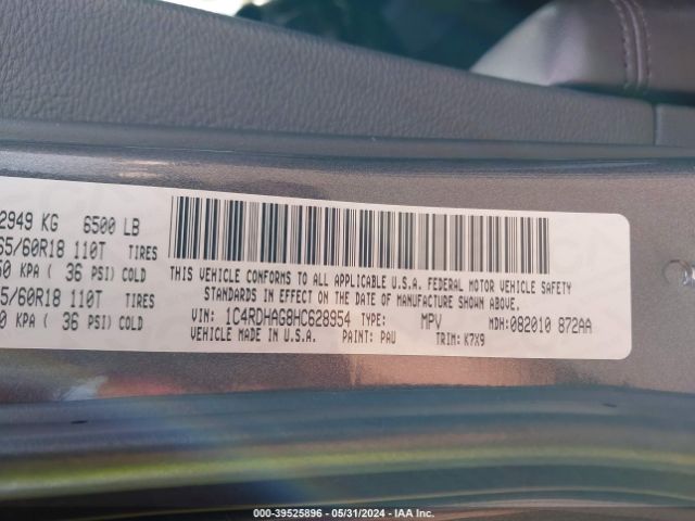 1C4RDHAG8HC628954 Dodge Durango Sxt Rwd