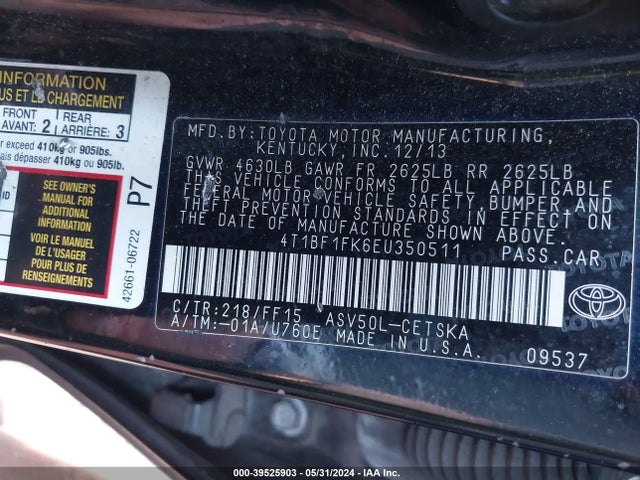 Toyota CAMRY SE 2014 4T1BF1FK6EU350511 Image 9