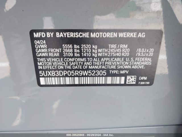 5UX83DP05R9W52305 BMW X3 M40i