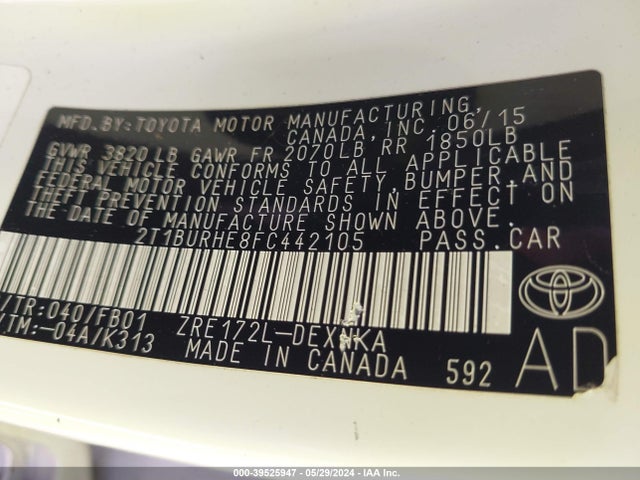 Toyota COROLLA LE 2015 2T1BURHE8FC442105 Image 9