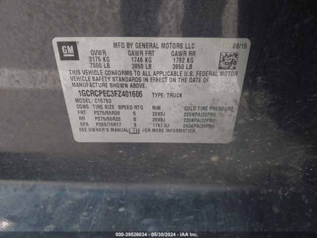1GCRCPEC3FZ401606 Chevrolet Silverado 1500 Ls
