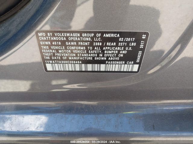 1VWAT7A30HC058484 Volkswagen Passat 1.8t S