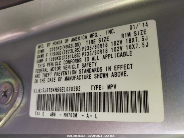 5J8TB4H59EL020382 Acura RDX