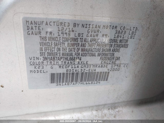 Nissan SENTRA SV 2017 3N1AB7AP7HL668124 Image 9