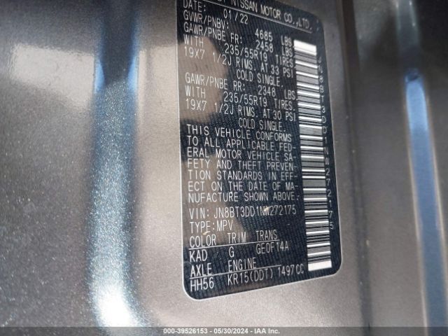 JN8BT3DD1NW272175 Nissan Rogue Platinum Intelligent Awd