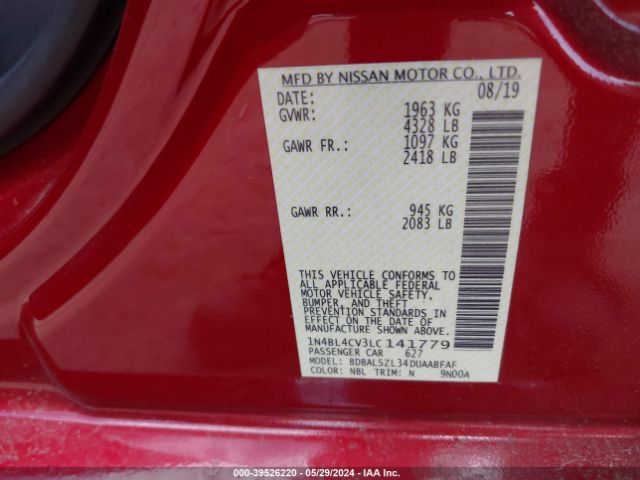 1N4BL4CV3LC141779 Nissan Altima Sr Fwd