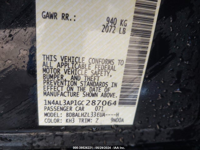 Nissan Altima 2.5 Sr 2016 1N4AL3AP1GC287064 Image 9